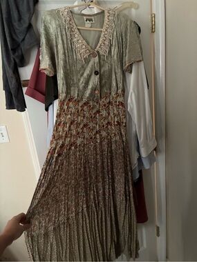 Vintage Zoe California Crinkle Maxi Dress | Medium | Boho Cottagecore